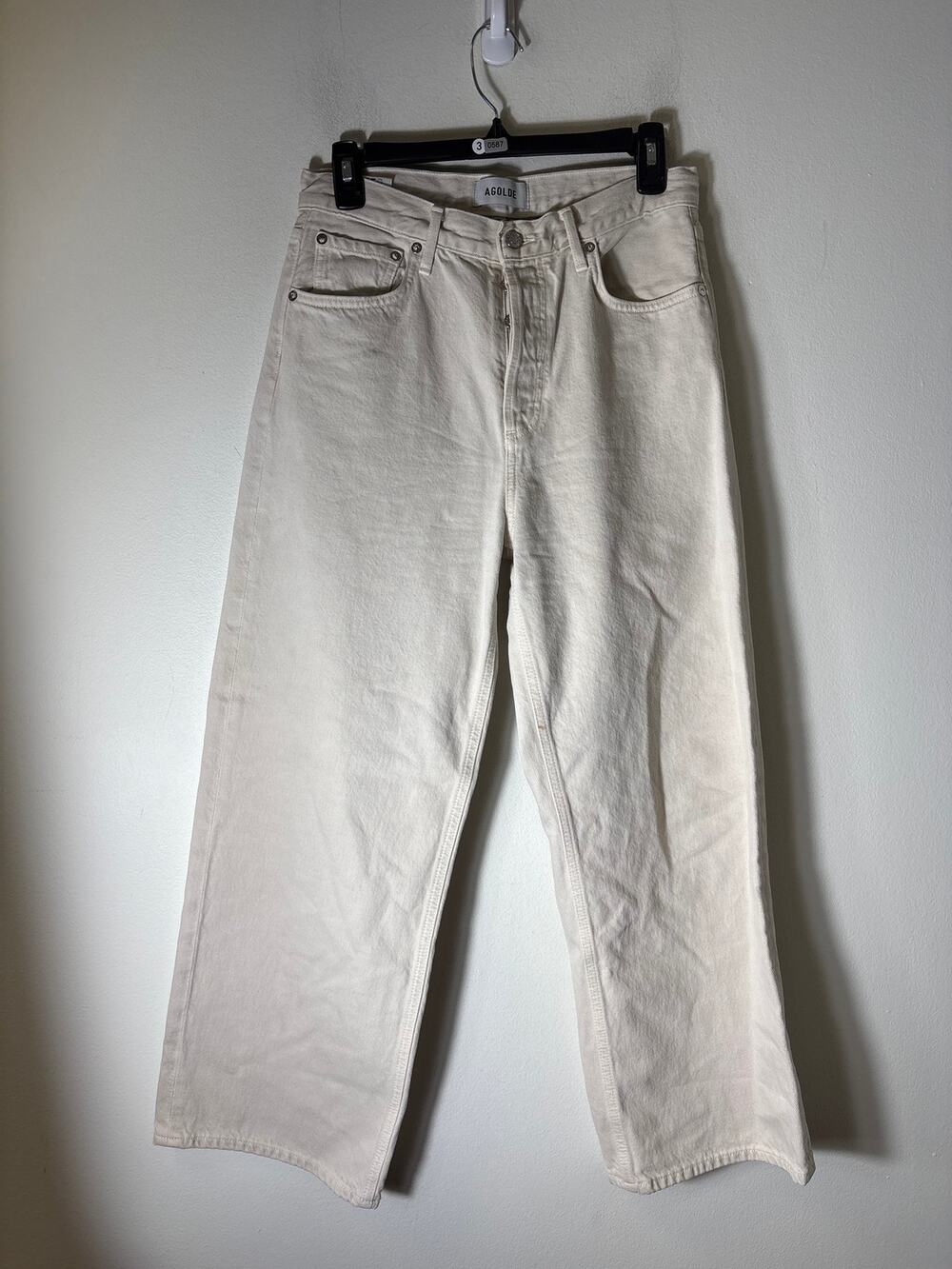 Agolde Cream High Waist Wide Leg 5 Pocket Denim Sz 28